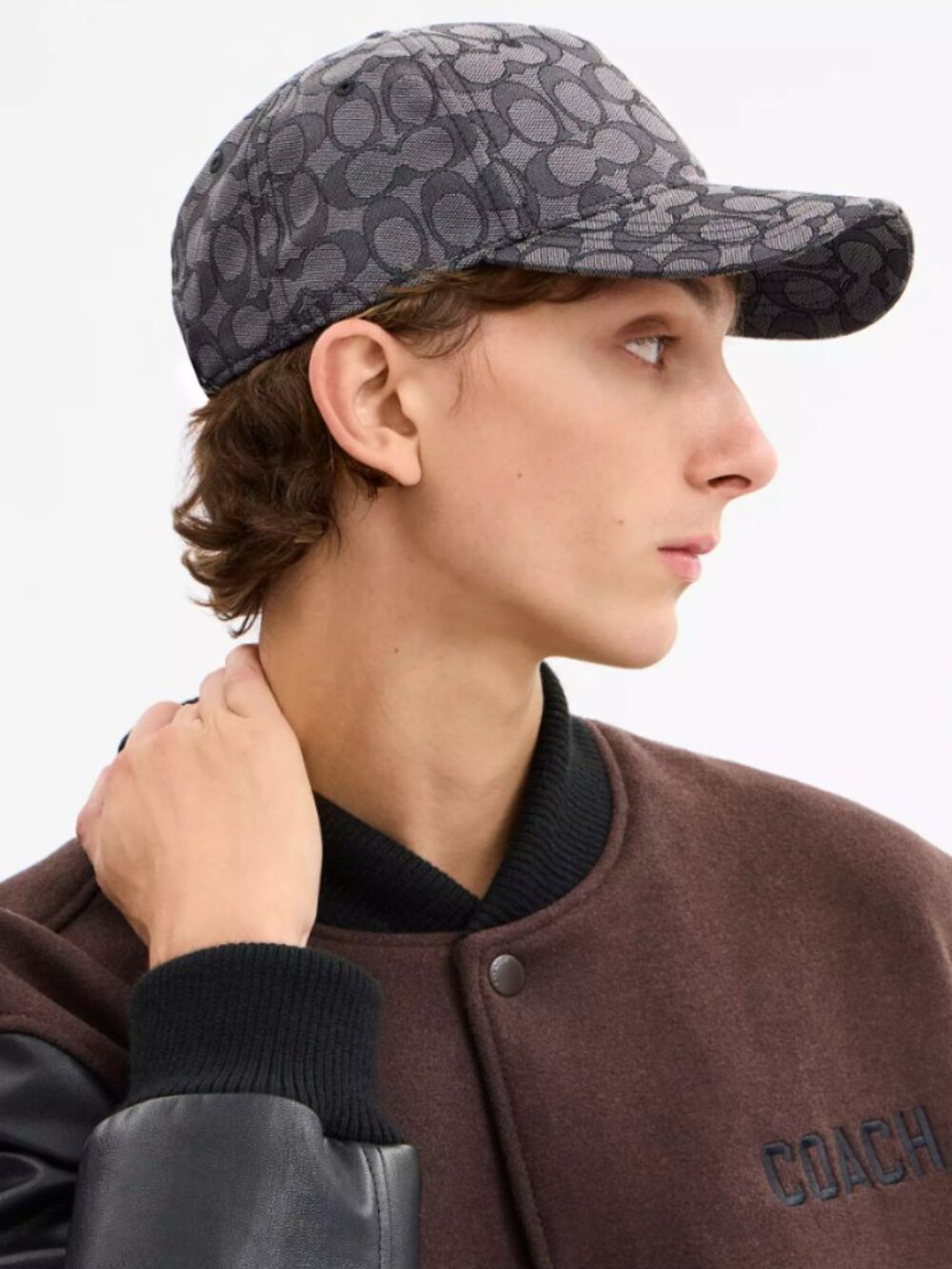 Coach Signature Jacquard Baseball Hat Charcoal - Unisex - Picture 5 of 12